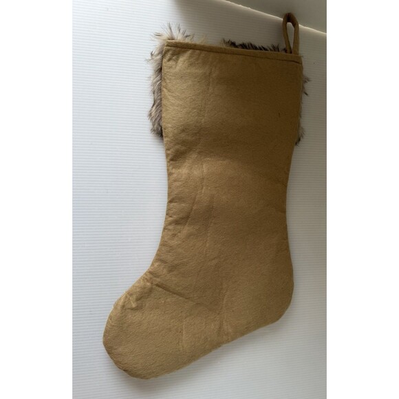 Lot 2 Christmas Appliqué Stockings Rustic Woodland Fox Deer Owl Bear Faux Fur - Picture 7 of 9